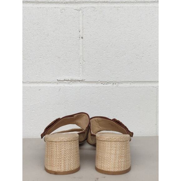 new Jack Rogers callie block heel straw beach brown sandal sz10 strappy buckle - Picture 3 of 7